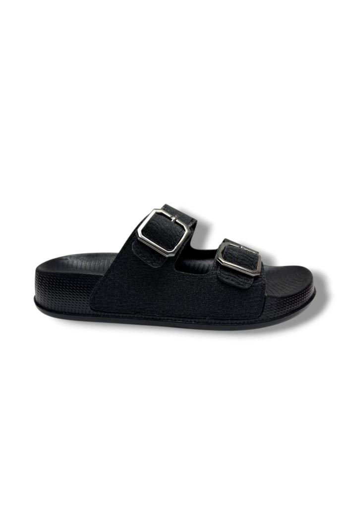 Witta 56301-26 Çift Bant Simli Çizgi Desenli Anatomik Kadın Terlik