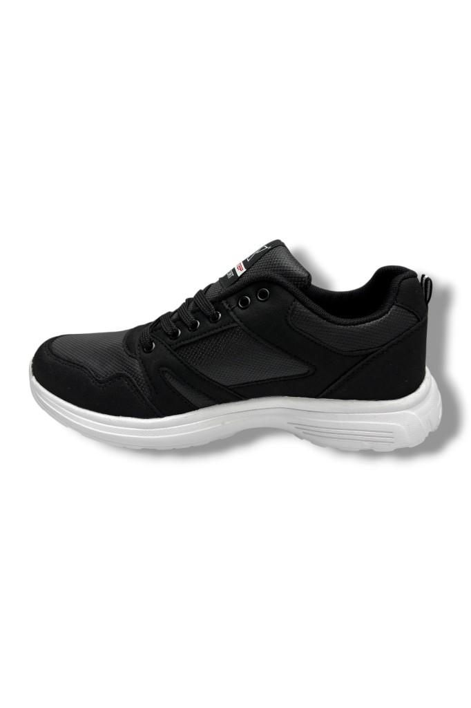 XStep 020-26 Cilt Deri Anatomik Erkek Sneaker Siyah Beyaz