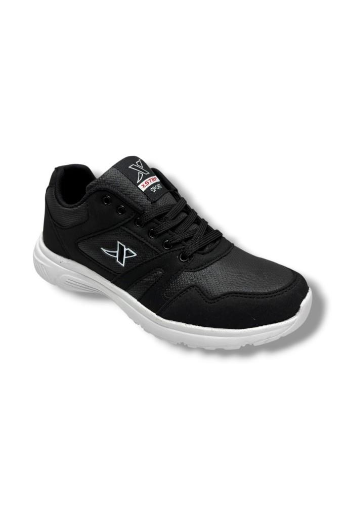 XStep 020-26 Cilt Deri Anatomik Erkek Sneaker Siyah Beyaz