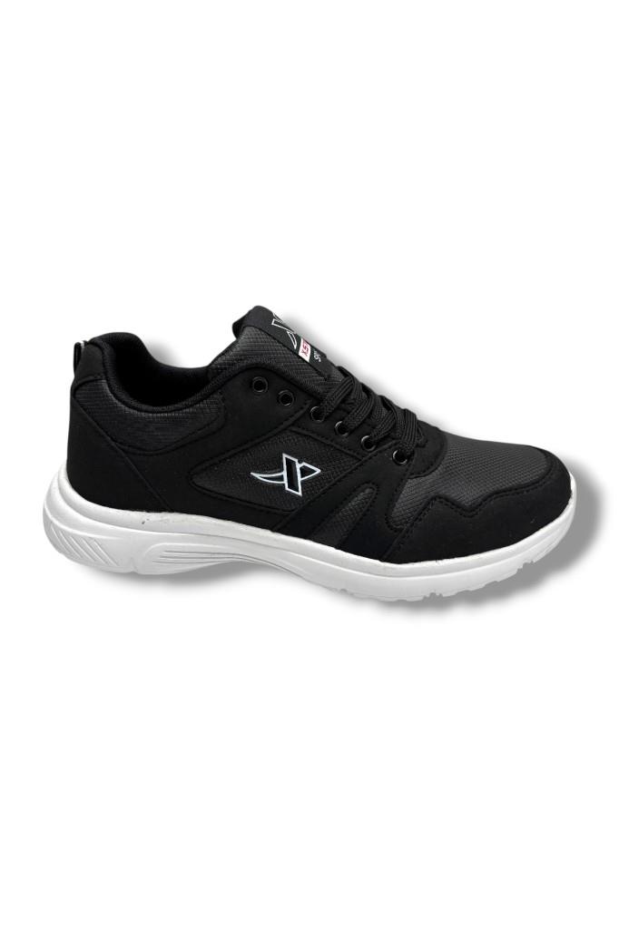 XStep 020-26 Cilt Deri Anatomik Erkek Sneaker Siyah Beyaz