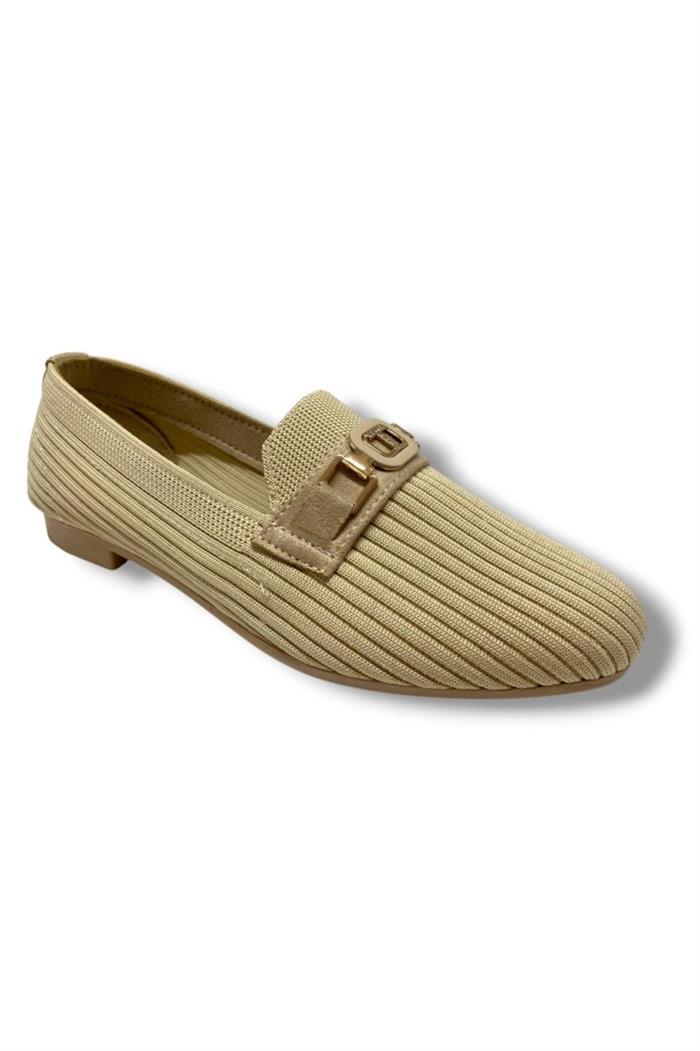 C-Shoes 3106-25 Triko T Taşlı Toka Kadın Babet