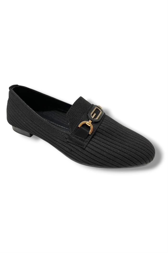 C-Shoes 3160-25 Triko G Elips Taşlı Toka Kadın Babet