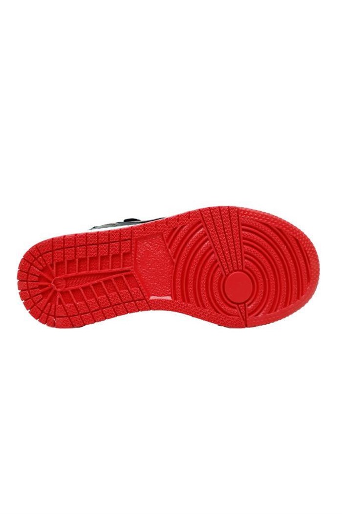 Callion 048 Deri Sneakers Çocuk Spor Ayakkabı 31-35 Siyah Hakı Kırmızı