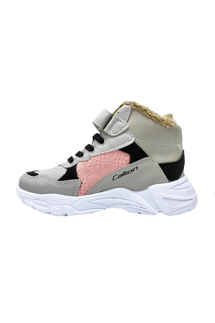 Callion 053-21 Deri Filet Çocuk Spor Ayakkabı Buz Siyah Pembe