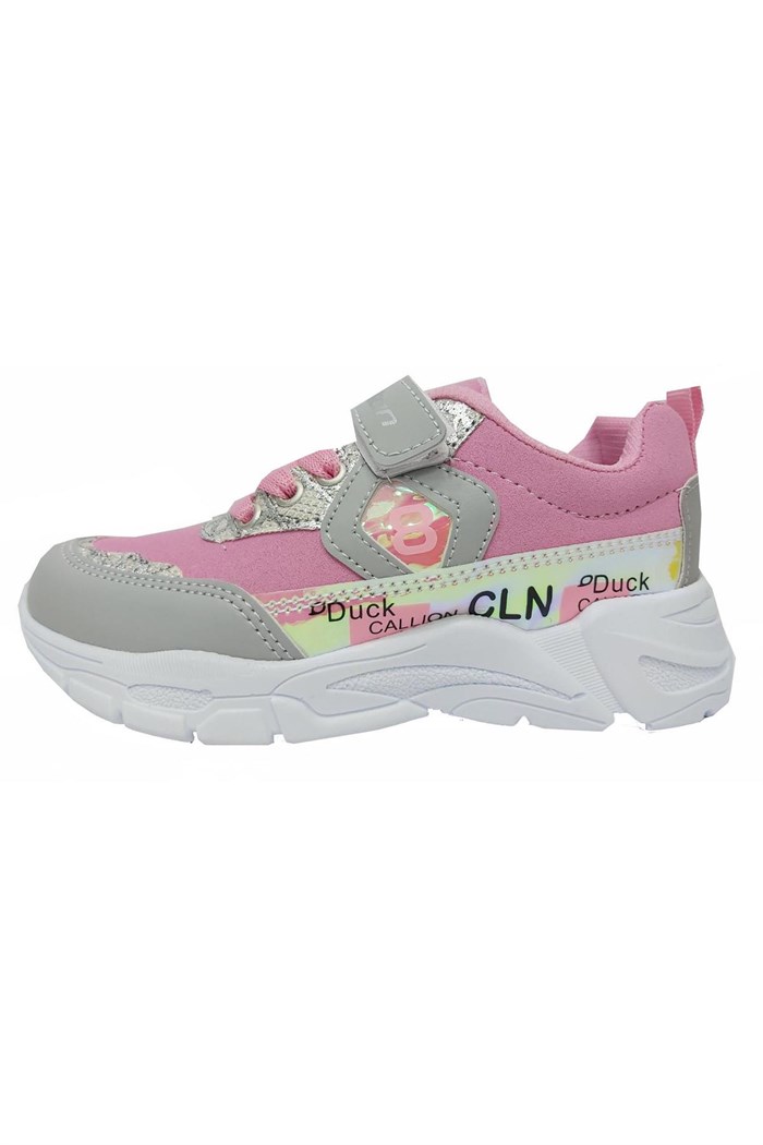 Callion 08 Deri Patik Çocuk Spor Ayakkabı Pembe Buz Sarı Parlak