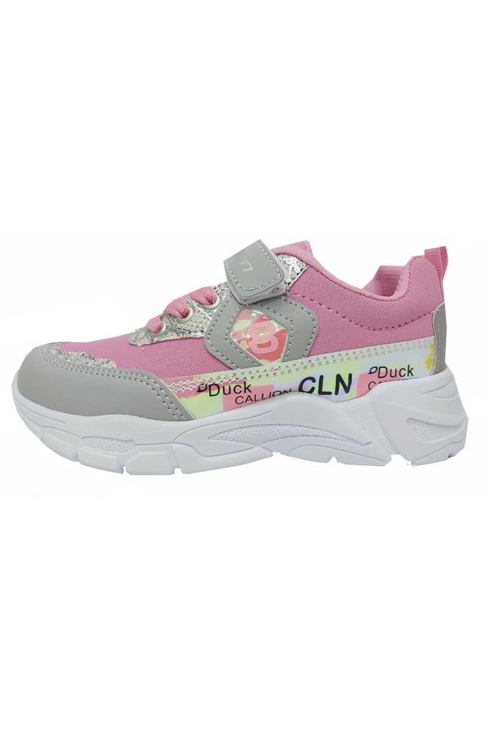 Callion 08 Deri Patik Çocuk Spor Ayakkabı Pembe Buz Sarı Parlak