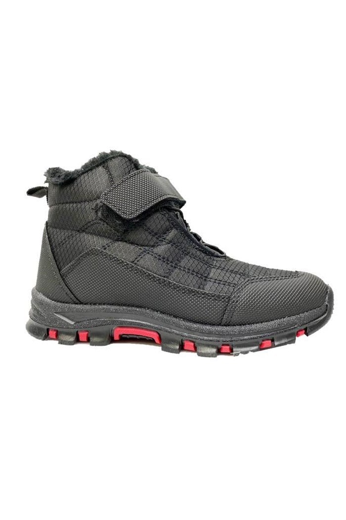 Callion 1980 Sneakers Fashion Kürklü Filet Çocuk Spor Bot Siyah Kırmızı