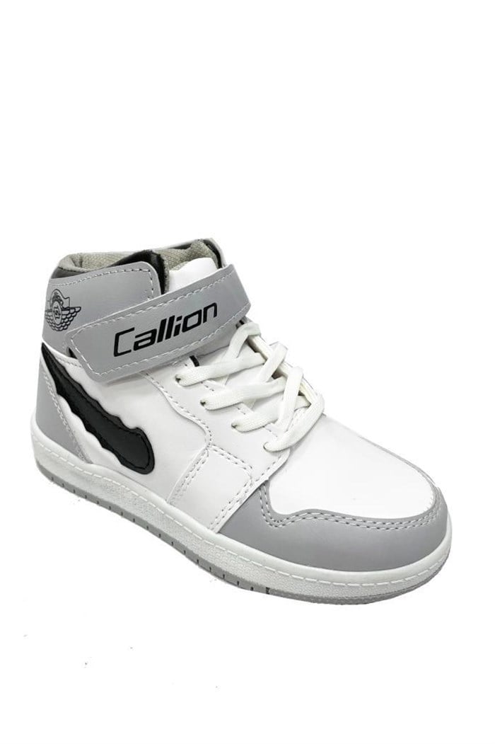 Callion 4067 Deri Sneakers Erkek Çocuk Spor Ayakkabı 31-35 Buz Siyah