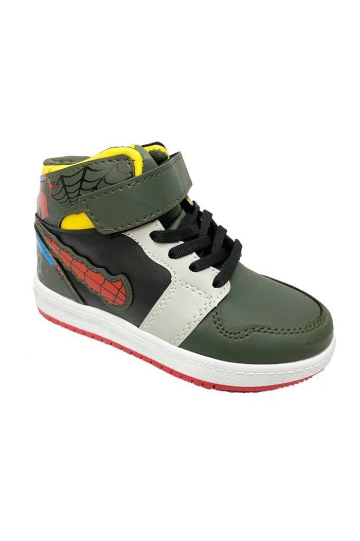 Callion 4067 Deri Sneakers Erkek Çocuk Spor Ayakkabı 31-35 Haki Sarı