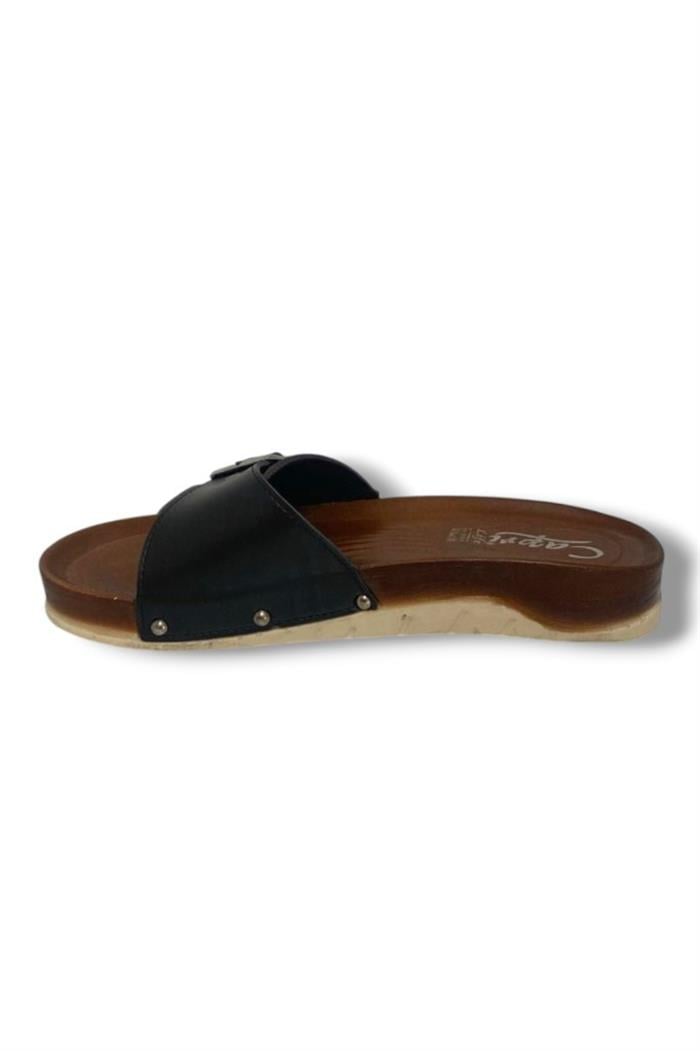 Capri 9002-25 Deri Tek Bant Tokalı Kadın Terlik