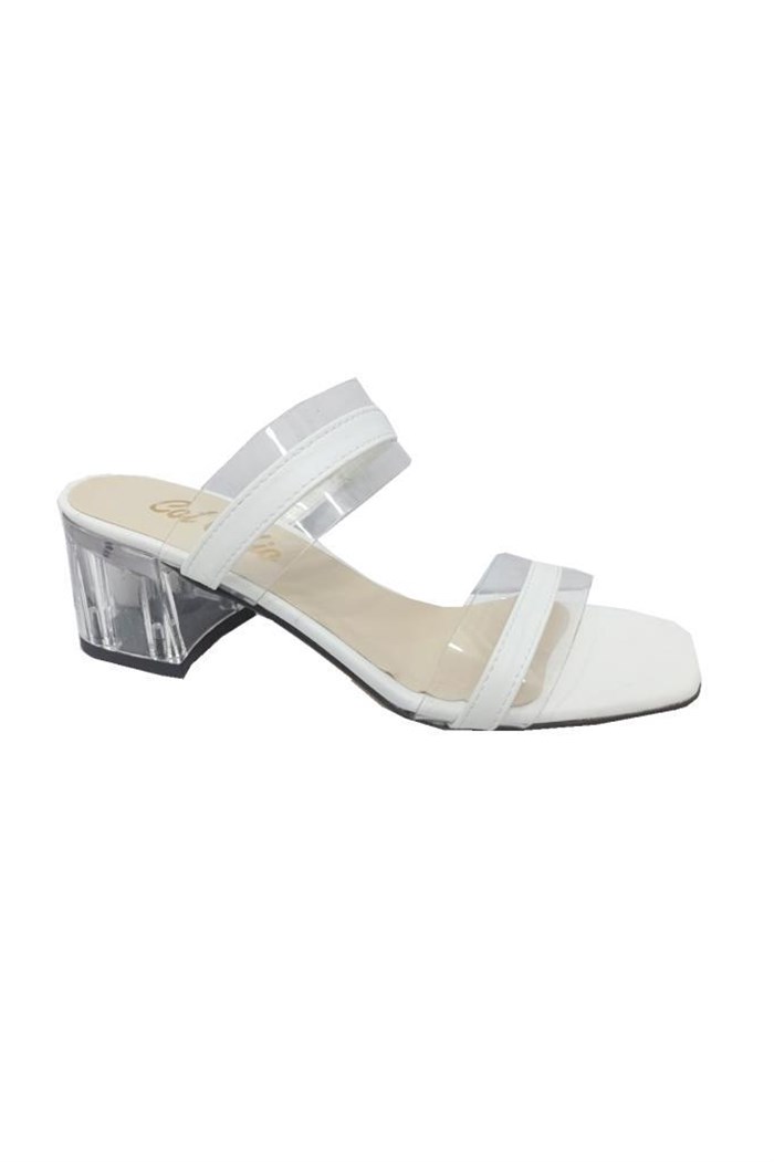 Cotcolic 01221 Deri Şeffaf Topuk Fashion Kadın Terlik