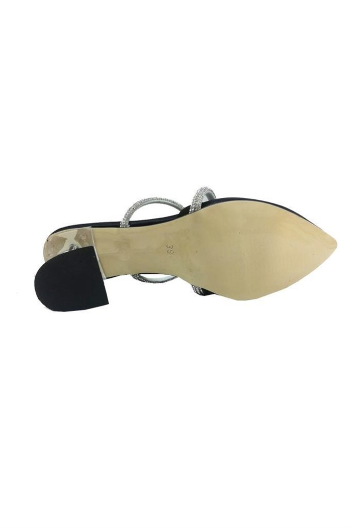 Cotcolic 9714 Saten Şeffaf Topuk Fashion Kadın Terlik