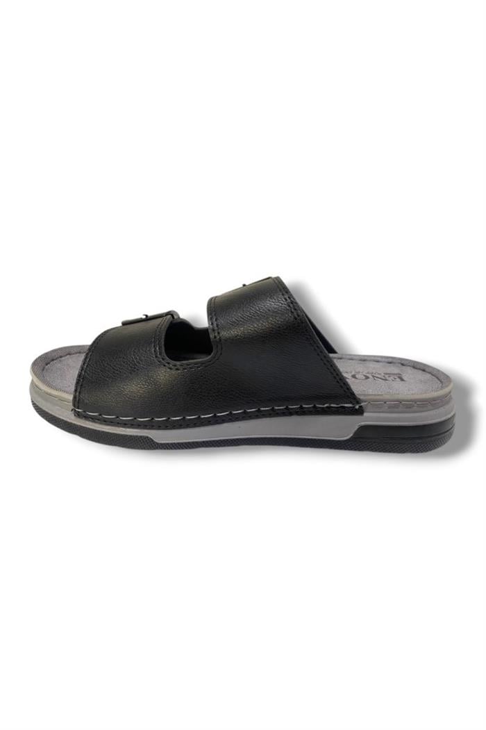 Enova M253-0202-25 Deri Anatomik Soft Çift Bant Erkek Terlik