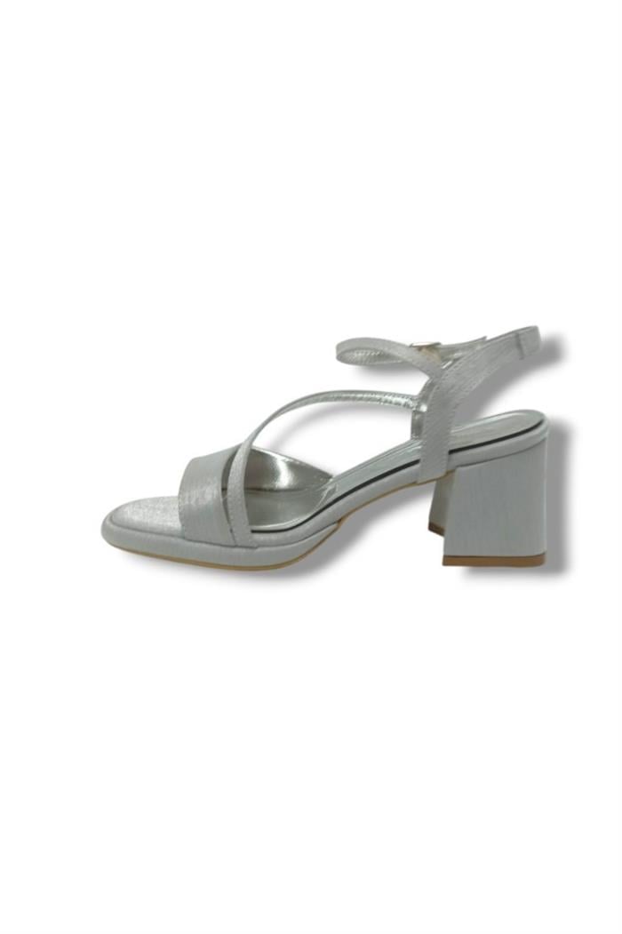 Erbay 88-25 Deri Taşlı Şeffaf Topuk Anatomik Kadın Sandalet