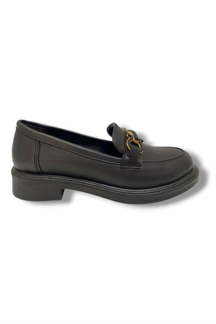 Fancy 129-25 Deri Anatomik Şerit Tokalı Loafer Kadın Ayakkabı