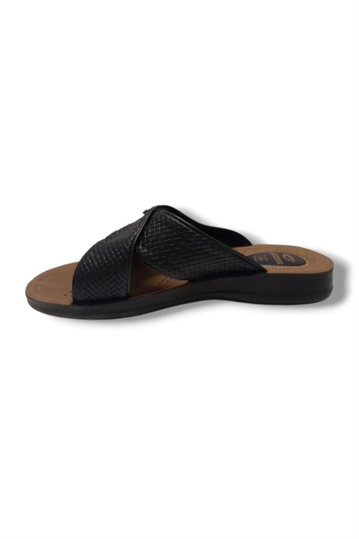 Gezer 12598-25 Deri Anatomik Çapraz Erkek Terlik