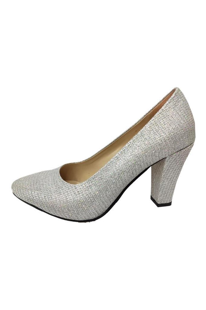 Gizem 366-21 Simli Kalın Topuk Stiletto Kadın Ayakkabı