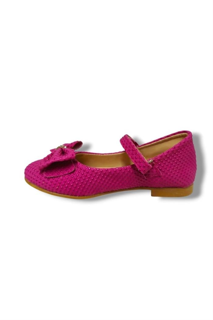 Hoppy Bebe 3074-20 Baskı Deri Fiyonklu Kız Çocuk Babet 26-30