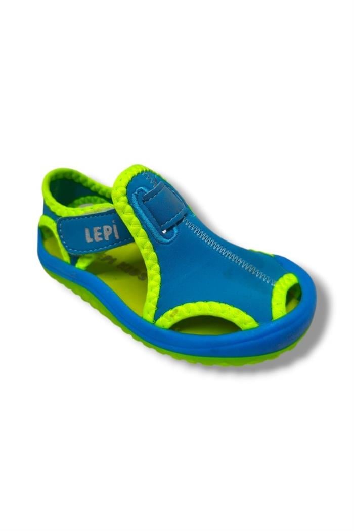 Lepi 3030-20 Cırtlı Bez Erkek Çocuk Sandalet Mavi Yeşil 18-20