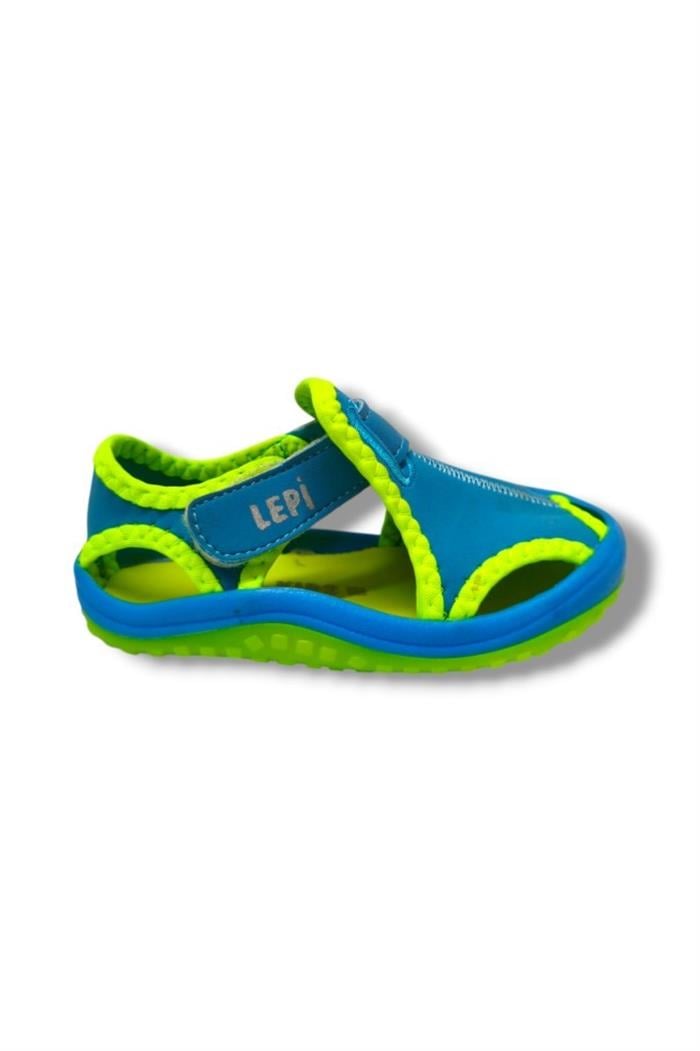 Lepi 3030-20 Cırtlı Bez Erkek Çocuk Sandalet Mavi Yeşil 18-20