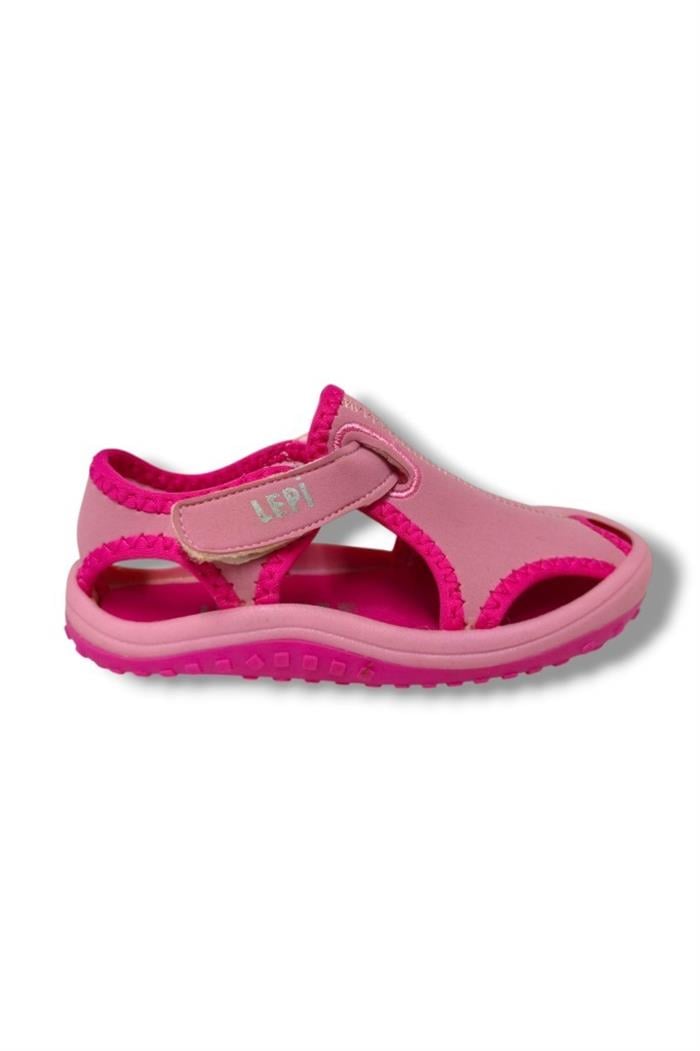 Lepi 3054-20 Cırtlı Bez Kız Çocuk Sandalet Pembe Fuşya 21-25