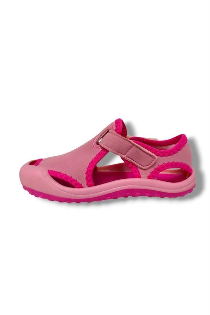 Lepi 3054-20 Cırtlı Bez Kız Çocuk Sandalet Pembe Fuşya 21-25