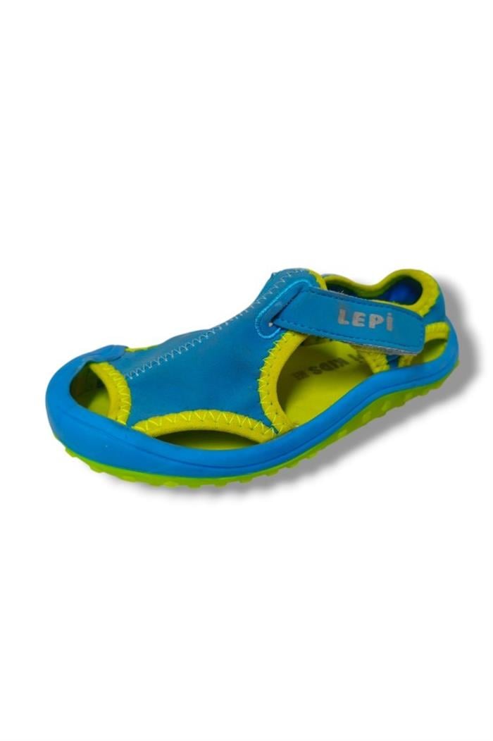 Lepi 3070-20 Cırtlı Bez Erkek Çocuk Sandalet Mavi Yeşil 21-25