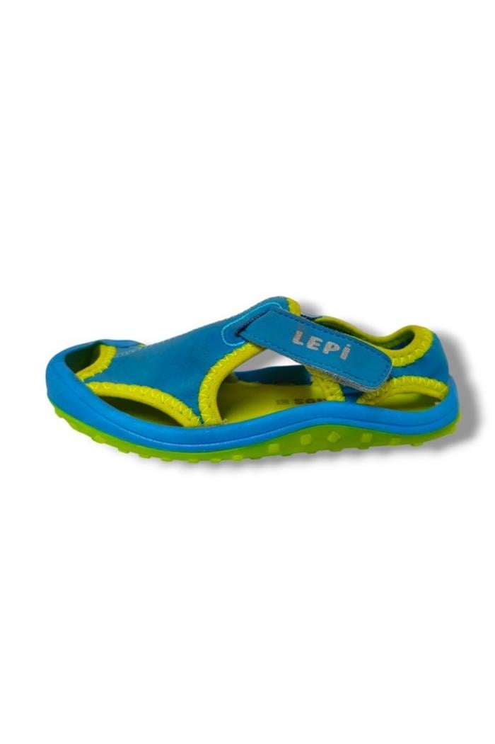 Lepi 3070-20 Cırtlı Bez Erkek Çocuk Sandalet Mavi Yeşil 21-25