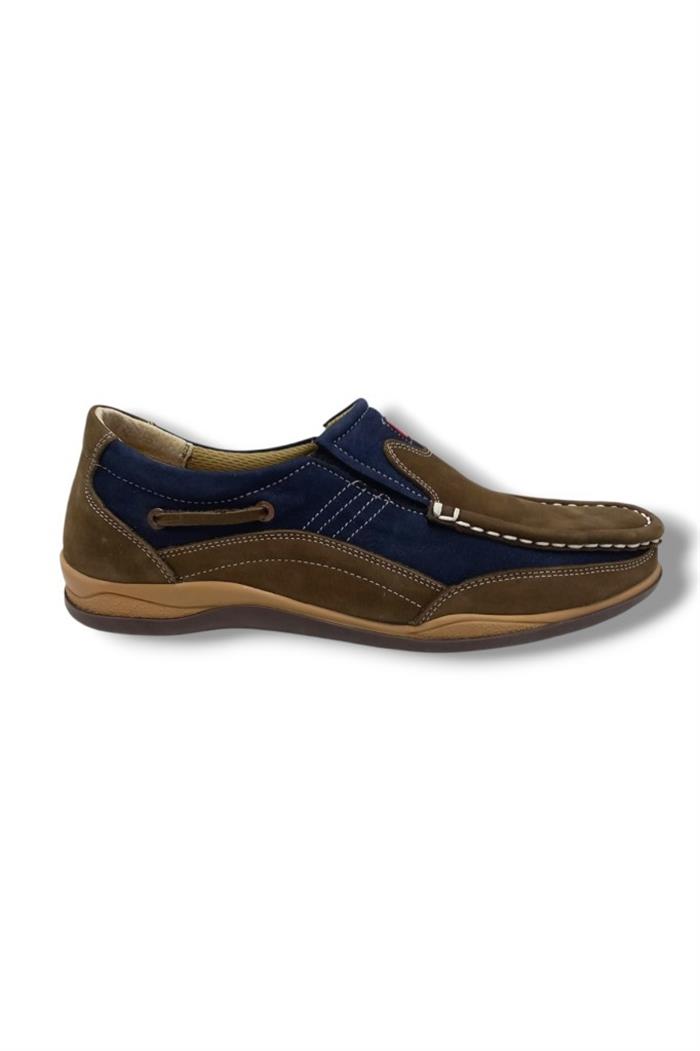 Master 1706-25 Hakiki Nubuk Deri Casual Erkek Ayakkabı Vizon Lacivert