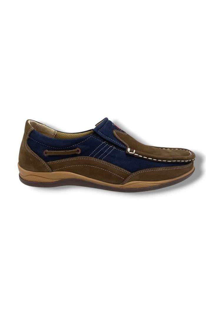 Master 1706-25 Hakiki Nubuk Deri Casual Erkek Ayakkabı Vizon Lacivert