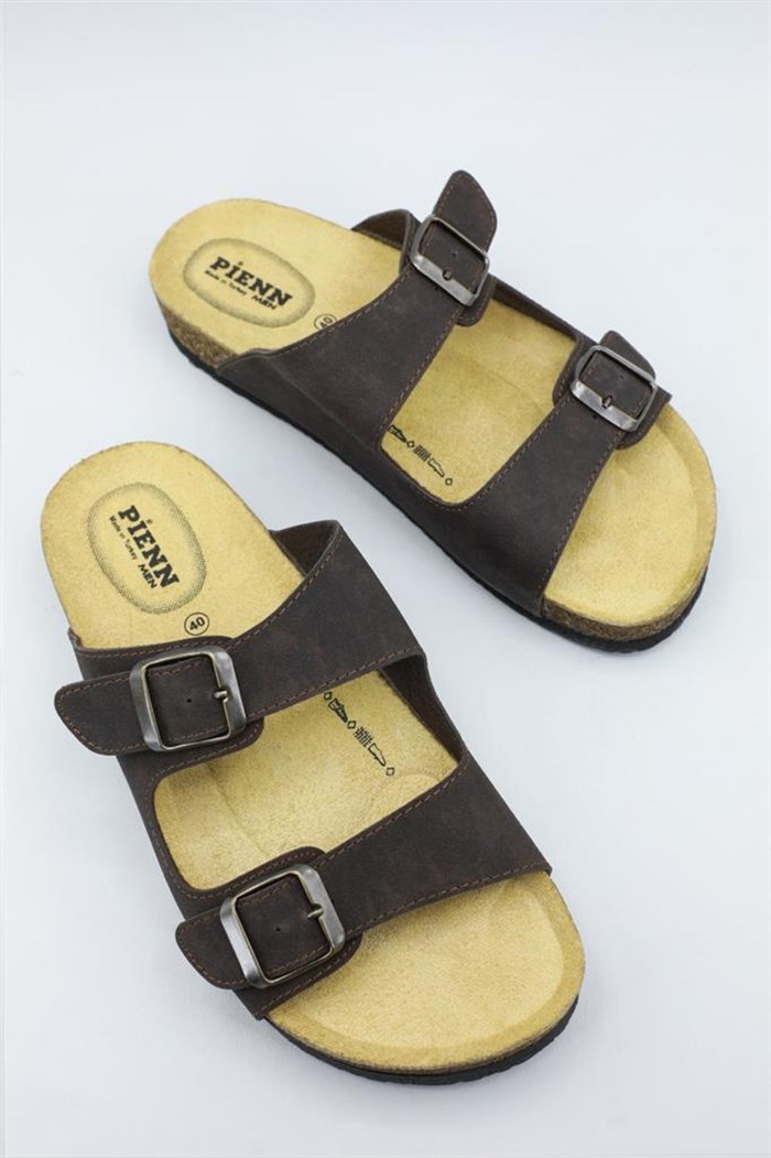 Pienn 10101 Anatomik Fashion Deri Erkek Terlik