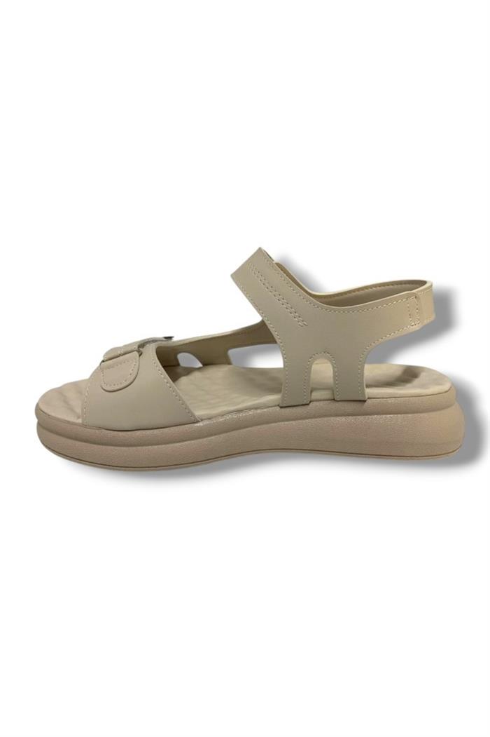 Şanzelize K401-25 Deri Anatomik Cırt Bantlı Kadın Sandalet
