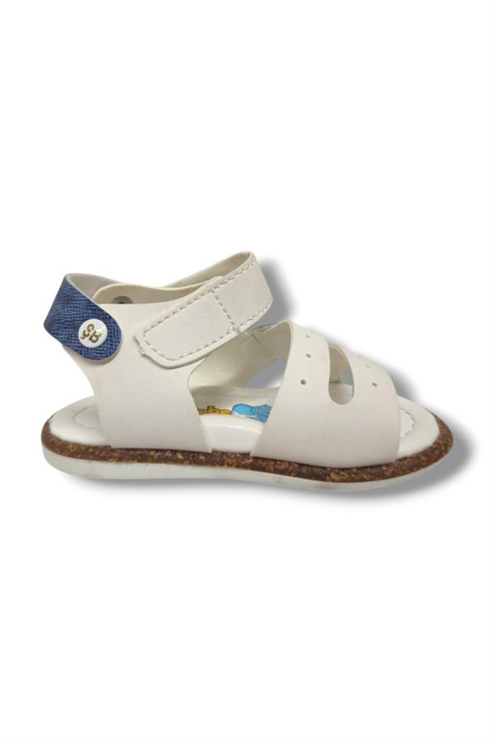Şirinbebe 1568-20 Anatomik Dikiş Çirtli Erkek Çocuk Sandalet Beyaz Mavi 21-25