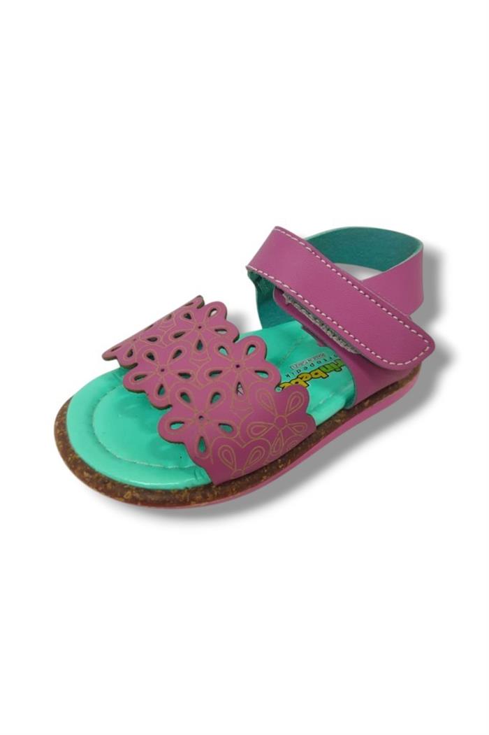 Şirinbebe 1576-20 Anatomik Desenli Tek Bant Cırtlı Kız Çocuk Sandalet Pembe 21-25