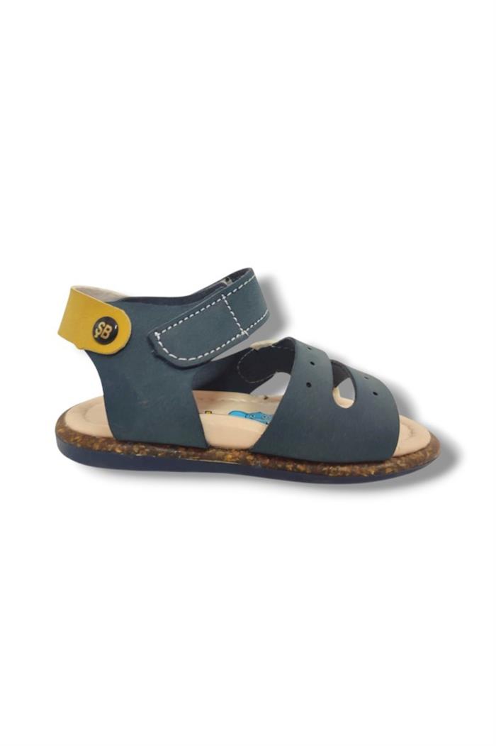 Şirinbebe 1619-20 Anatomik Dikiş Cırtlı Erkek Çocuk Sandalet Lacivert Sarı 21-25