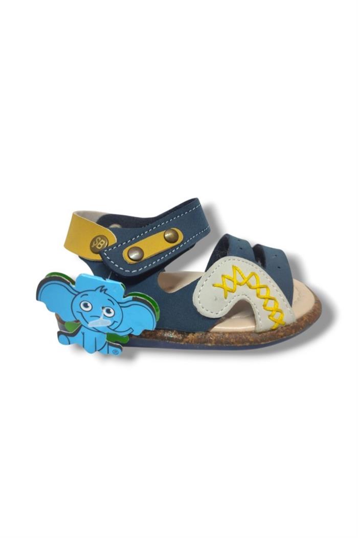 Şirinbebe 1629-20 Anatomik Dikiş Cırtlı Bebek Erkek Sandalet Lacivert Sarı18-20