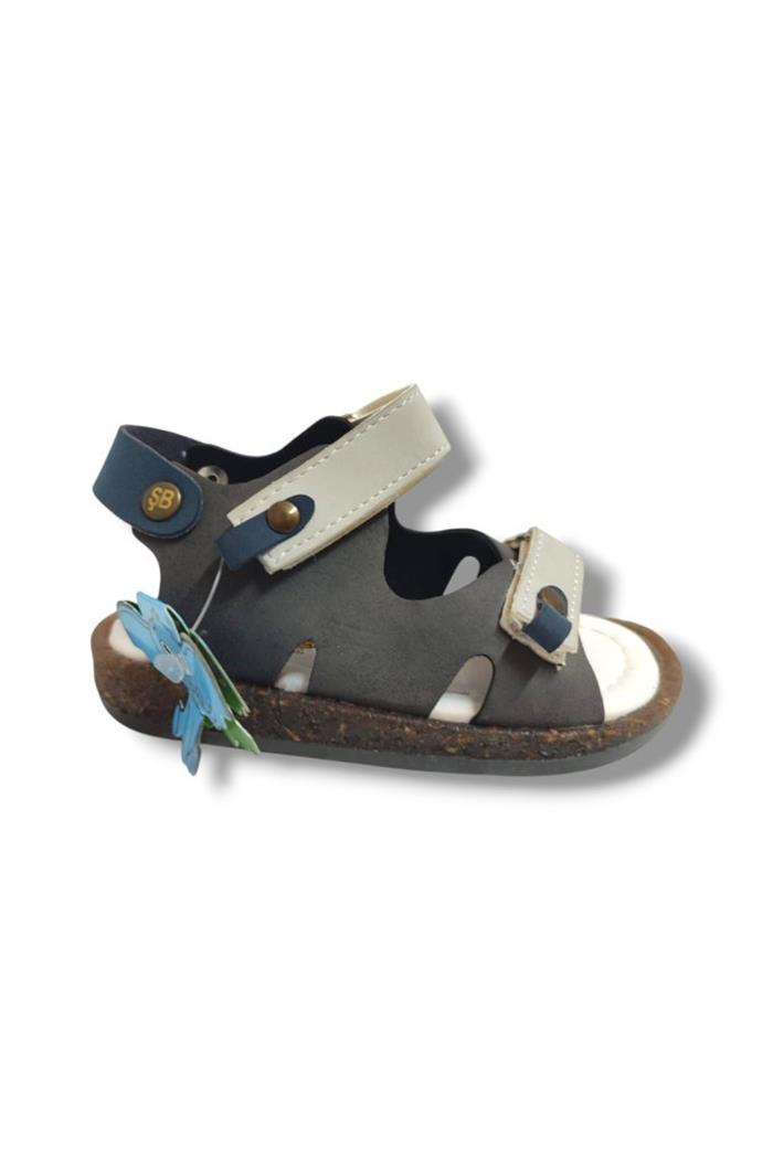Şirinbebe 1654-20 Çift Cırt Tokalı Erkek Çocuk Sandalet Füme Gri 21-25