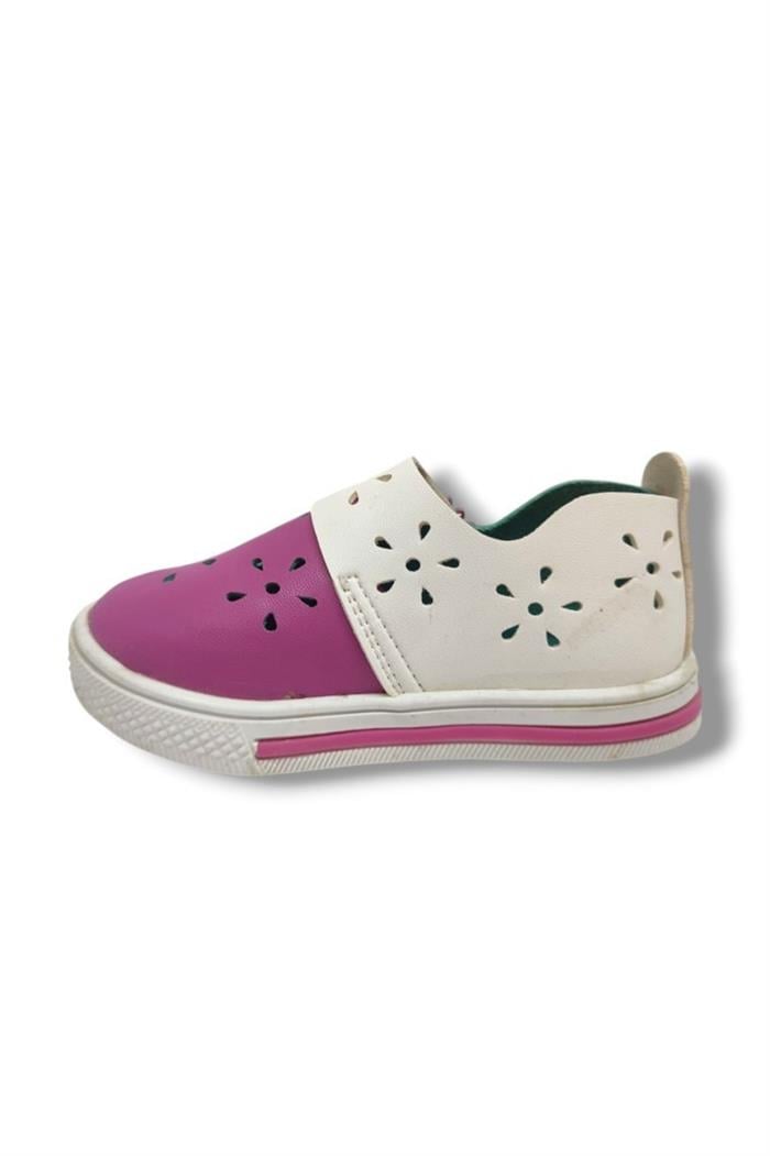 Şirinbebe 1687-20 Çiçek Cırtlı Kız Çocuk Sandalet Pembe Beyaz 21-25