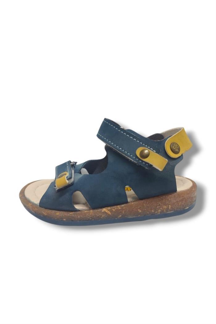 Şirinbebe 1688-20 Çift Cırt Tokalı Erkek Çocuk Sandalet Lacivert Sarı 21-25