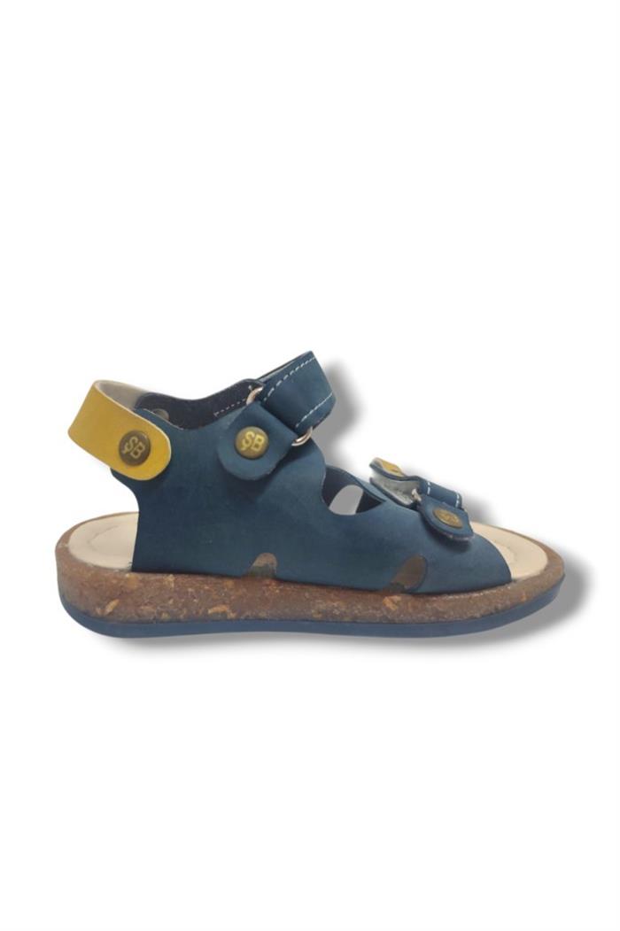 Şirinbebe 1688-20 Çift Cırt Tokalı Erkek Çocuk Sandalet Lacivert Sarı 21-25