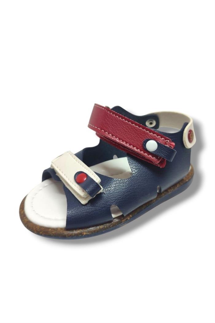 Şirinbebe 1693-20 Çift Cırt Tokalı Erkek Çocuk Sandalet Lacivert Kırmızı 18-20