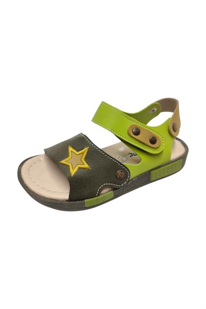 Şirinbebe 1703-20 Anatomik Yıldız Desen Cirtli Erkek Çocuk Sandalet Haki Yeşil 26-30