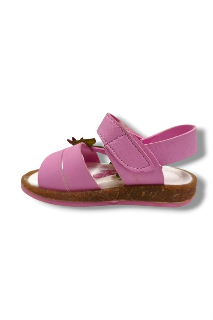 Şirinbebe 3000-20 Çiçek Tokalı Cırtlı Kız Çocuk Sandalet