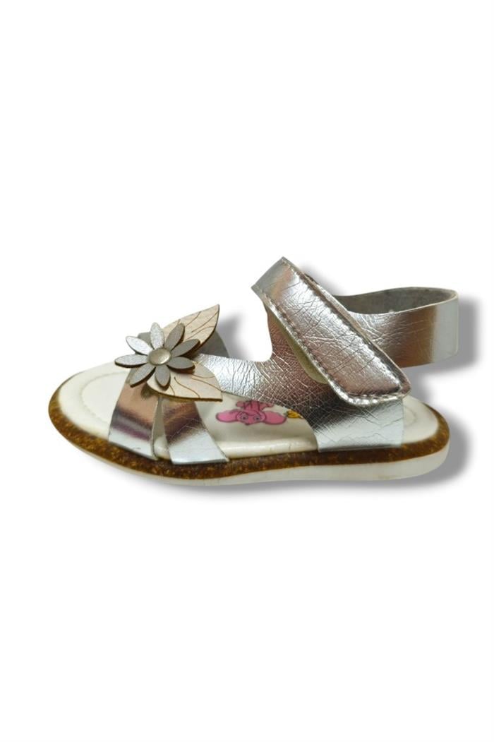 Şirinbebe 3020-20 Çiçek Tokalı Cırtlı Kız Çocuk Sandalet