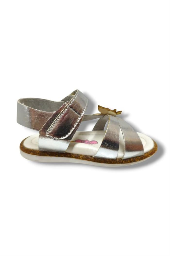 Şirinbebe 3020-20 Çiçek Tokalı Cırtlı Kız Çocuk Sandalet