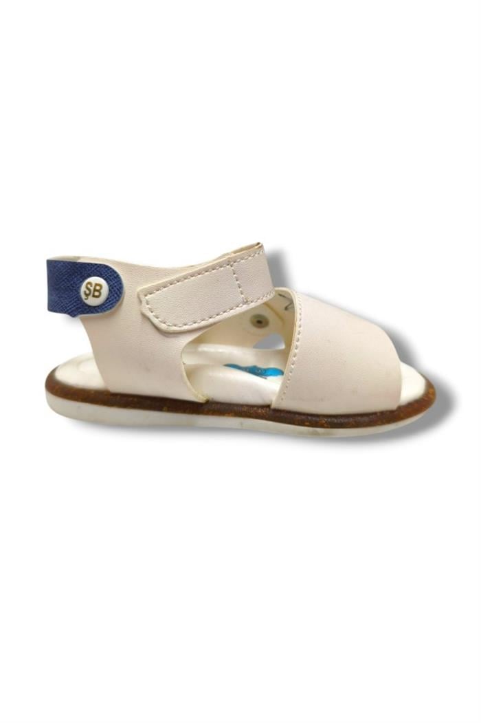 Şirinbebe 3022-20 Yıldız Desen Cırtlı Erkek Çocuk Sandalet Beyaz Mavi 21-25