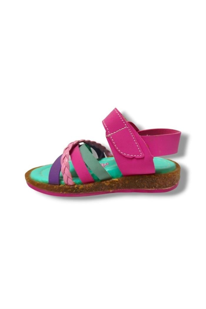Şirinbebe 3038-20 Çapraz Örgü Kız Çocuk Sandalet Pembe Yeşil 21-25