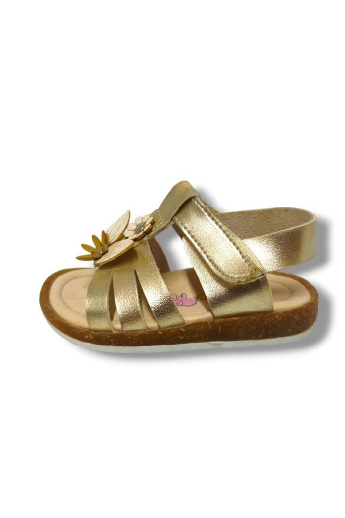 Şirinbebe 3066-20 Çift Çiçekli Cırtlı Kız Çocuk Sandalet