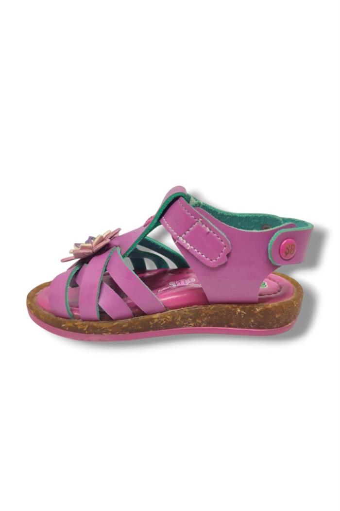Şiringenç 1556-20 Çiçek Deseli Tek Çirtli Kız Çocuk Sandalet Pembe 21-25