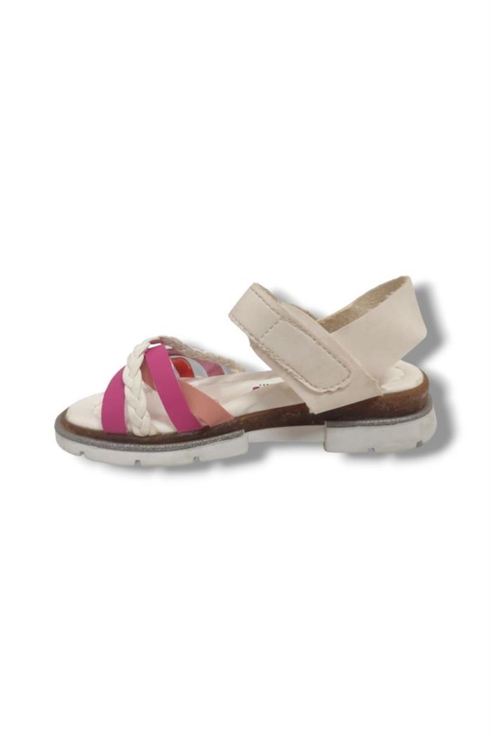 Şiringenç 1618-20 Çapraz Örgü Şerit Kız Çocuk Sandalet Beyaz Pembe 26-30
